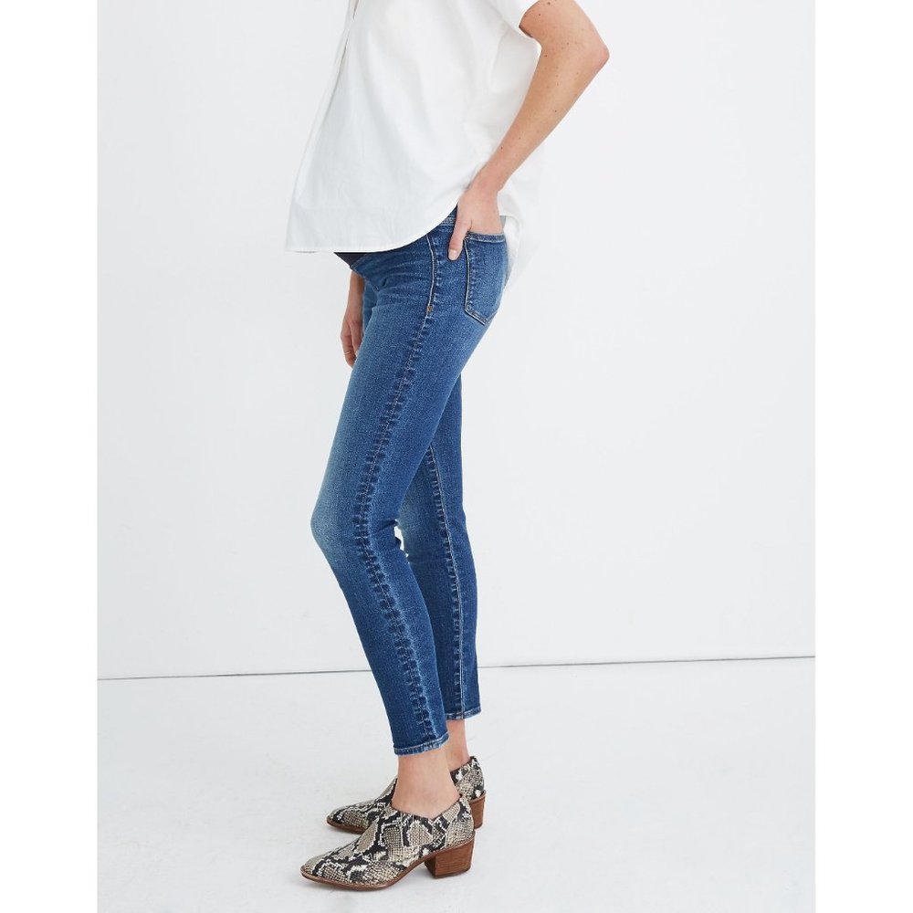NWT Madewell Maternity Over-the-Belly Skinny Crop Jeans in Dewey Wash 24 - Picture 2 of 7